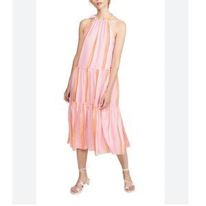 Club Monaco Amirra Silk Stripe Tiered Dress Size 10